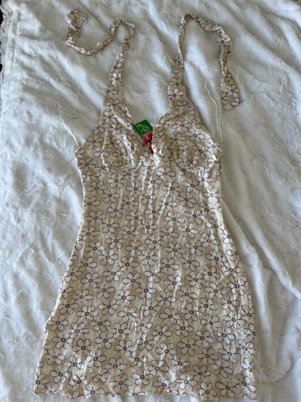Cream Floral Halter Slip Dress - Women Intimates & Sleepwear